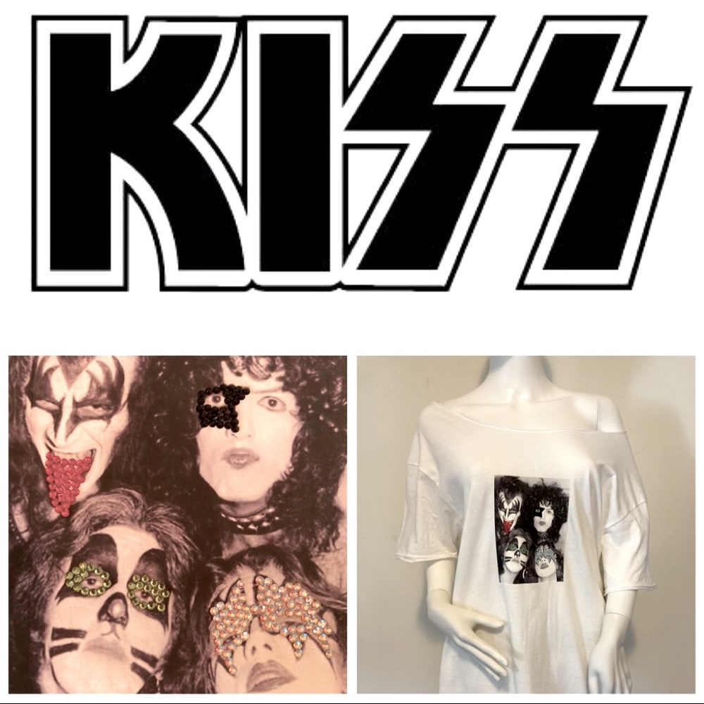 Kiss Band Graphic White Mini Dress